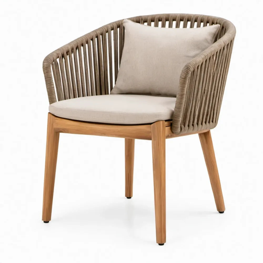 Tuinarmstoel met kussens, 62 x 61 x 80 cm, beige, taupe en naturelbruin