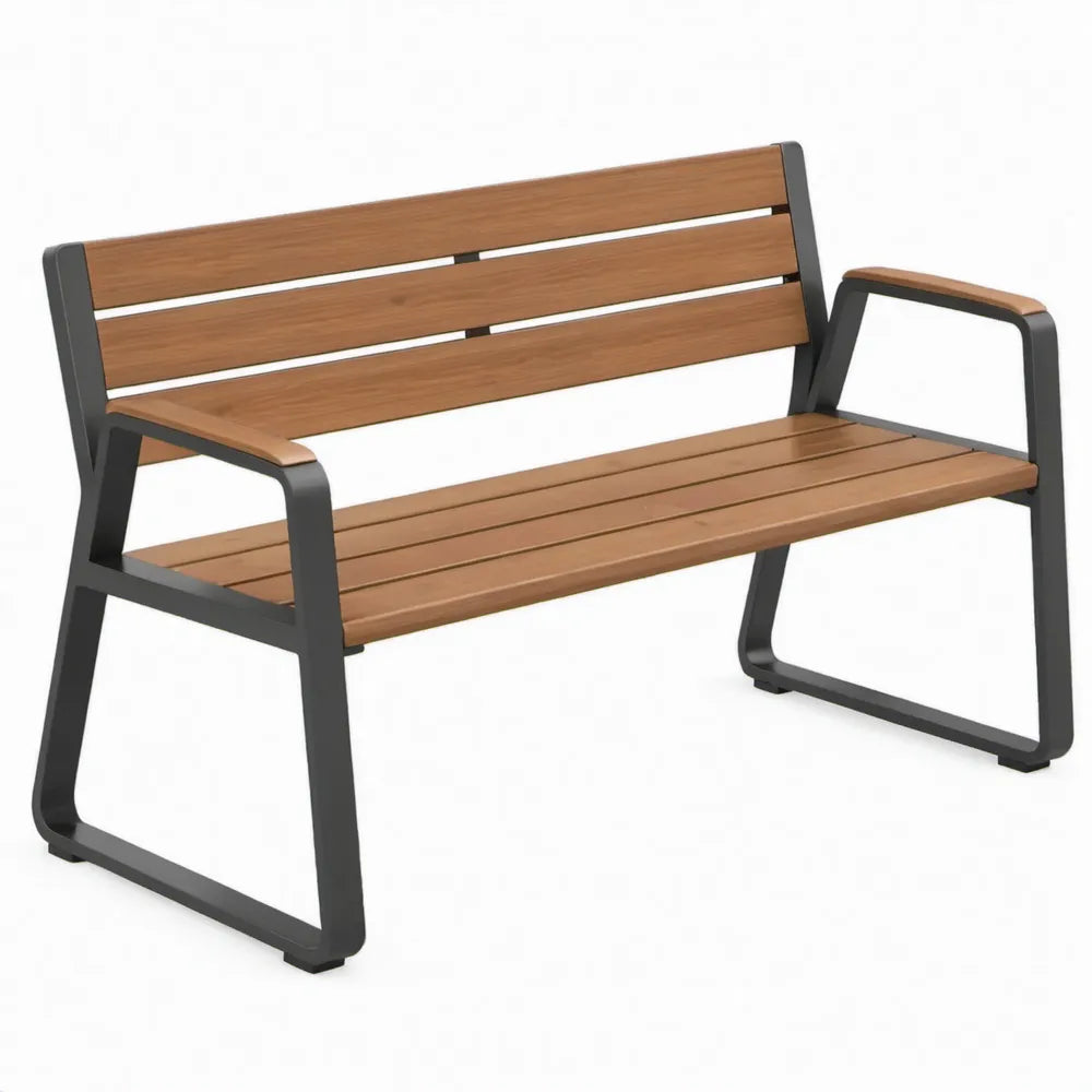 2-zits tuinbank met armleuningen, 120 x 62 x 80 cm, bruin/zwart