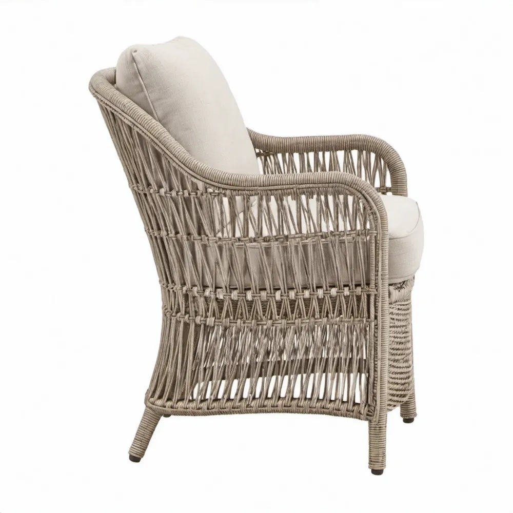 Beige PE-rattan fauteuil met polyester kussens, 74 x 76 x 82 cm
